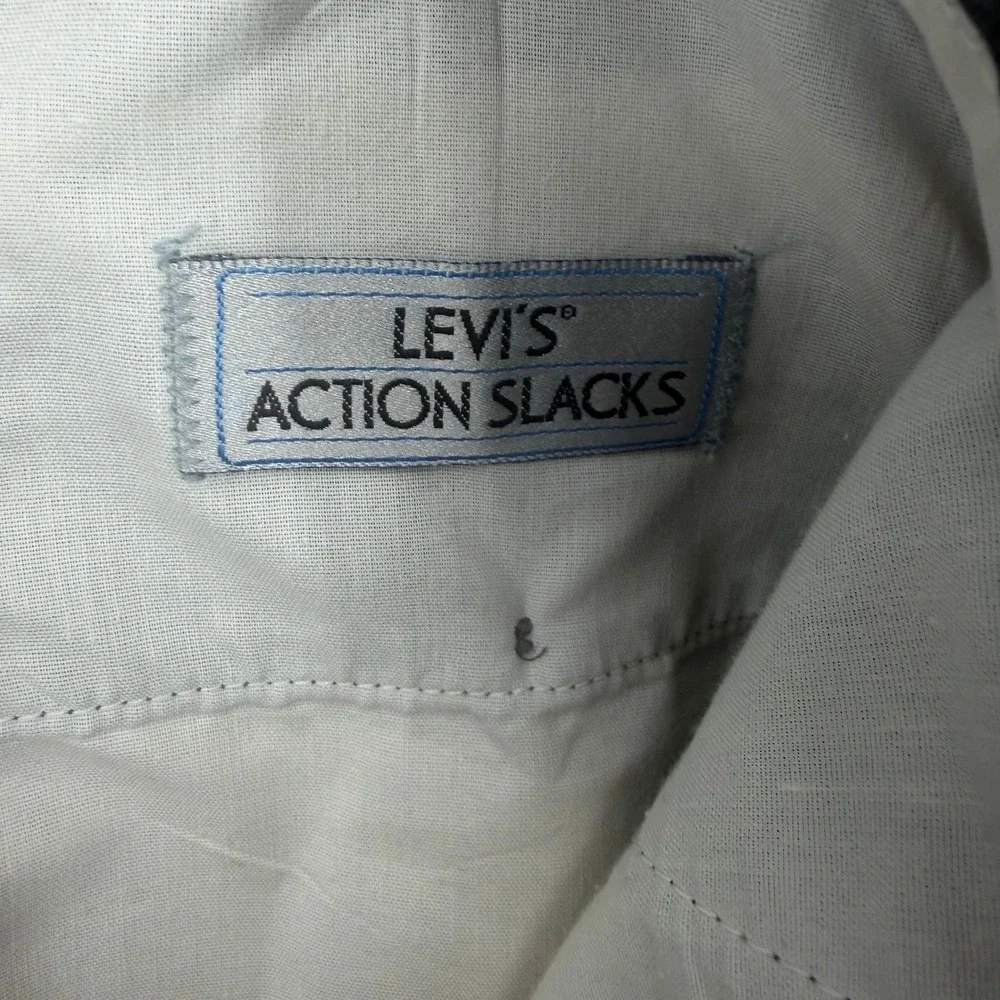 Levis Action Slacks Mens 42x32 Charcoal Gray Vintage Dress Pants Work 80s Office